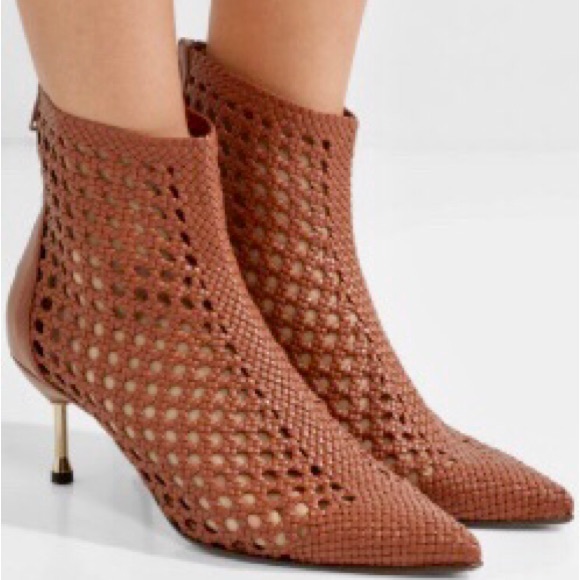 Gorgeous Souliers Martínez “Mahon” woven leather ankle booties - size 38 - Picture 1 of 8